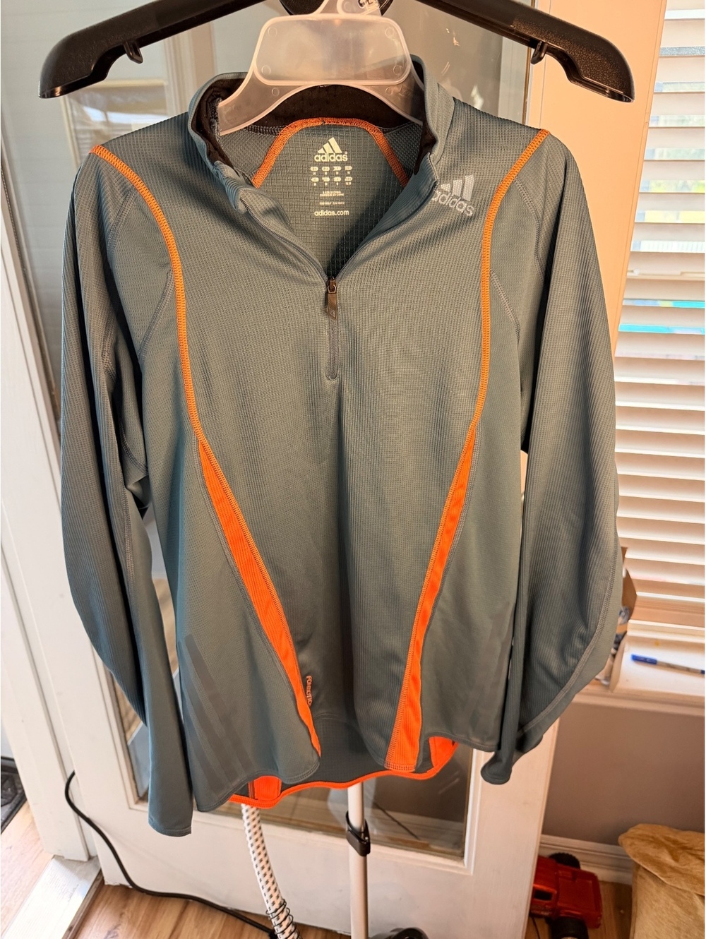 Adidas Blue and Orange Quarter Zip Athletic Pullover